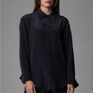 Black satin oversized blouse